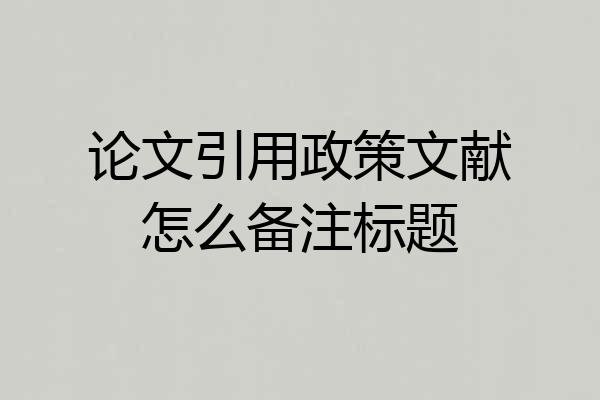 论文引用政策文献怎么备注标题