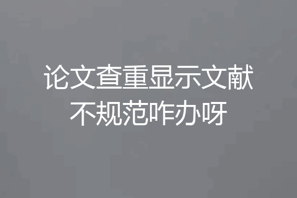 论文查重显示文献不规范咋办呀