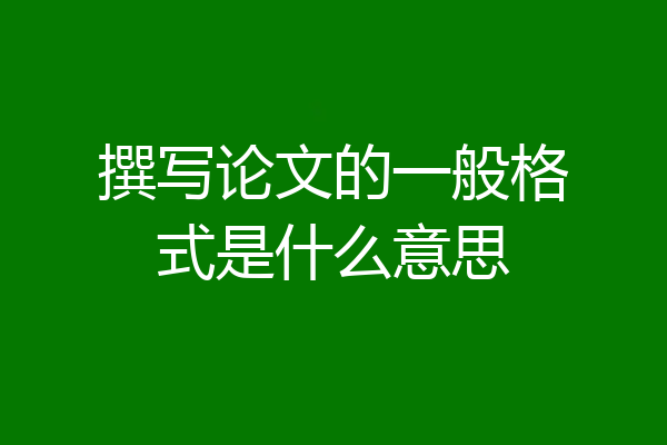 撰写论文的一般格式是什么意思