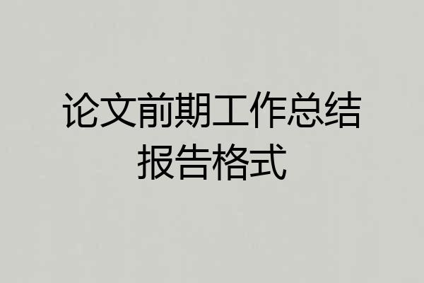 论文前期工作总结报告格式