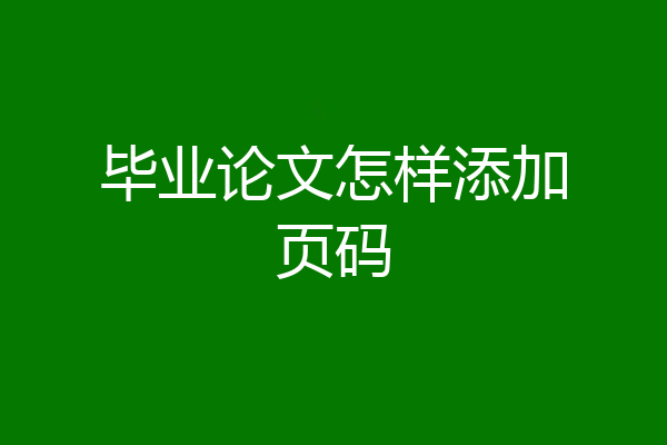 毕业论文怎样添加页码