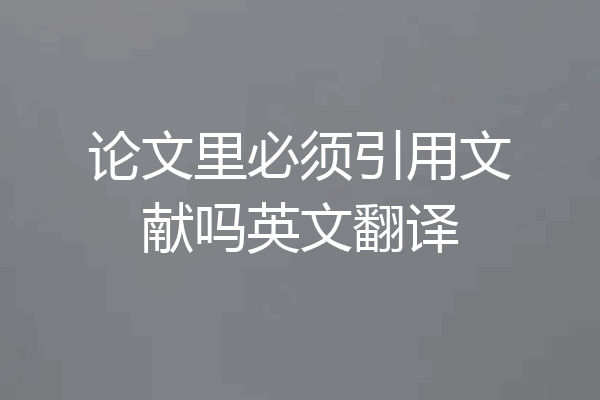 论文里必须引用文献吗英文翻译