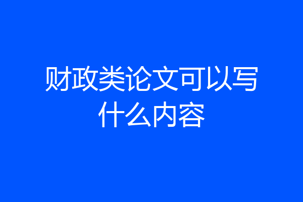 财政类论文可以写什么内容