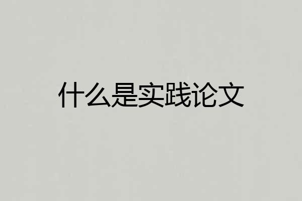 什么是实践论文