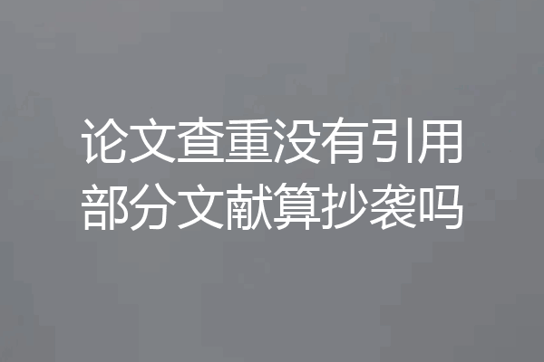 论文查重没有引用部分文献算抄袭吗
