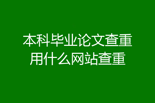本科毕业论文查重用什么网站查重