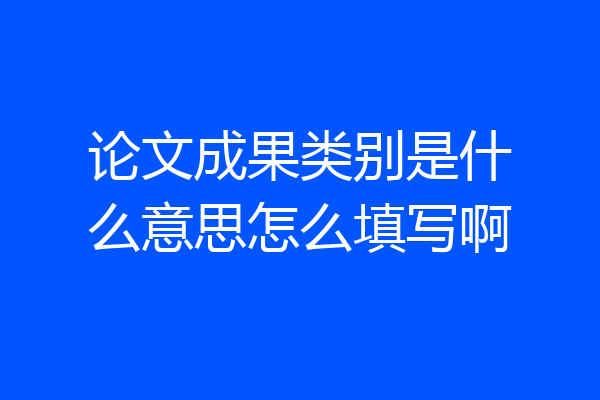 论文成果类别是什么意思怎么填写啊