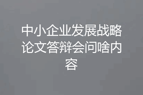 中小企业发展战略论文答辩会问啥内容