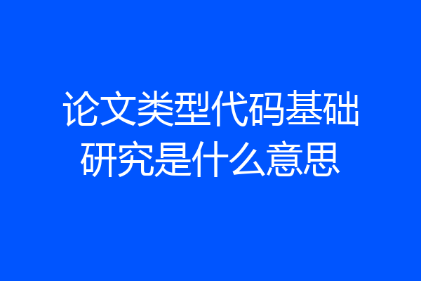 论文类型代码基础研究是什么意思