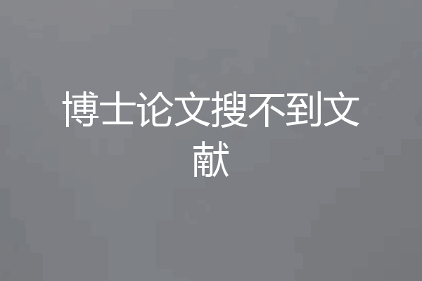博士论文搜不到文献