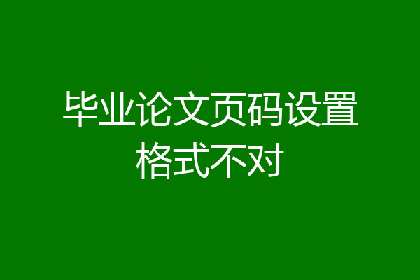 毕业论文页码设置格式不对