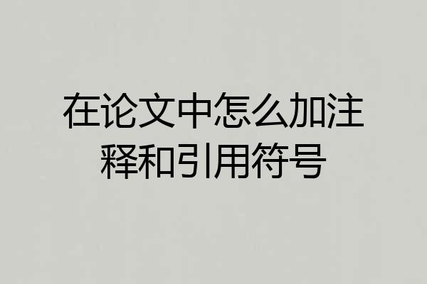 在论文中怎么加注释和引用符号