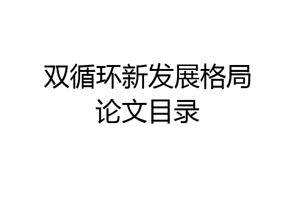 双循环新发展格局论文目录