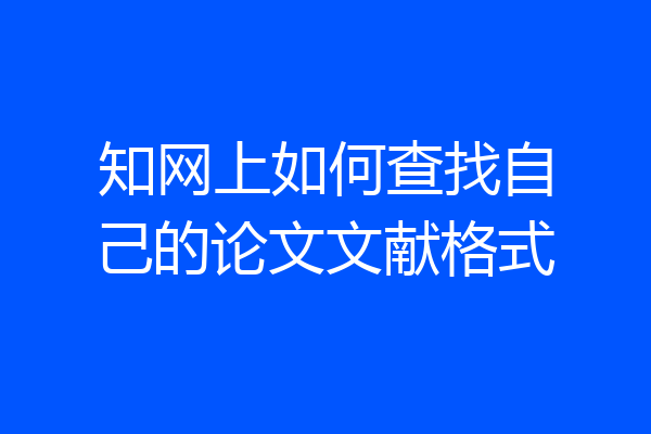 知网上如何查找自己的论文文献格式