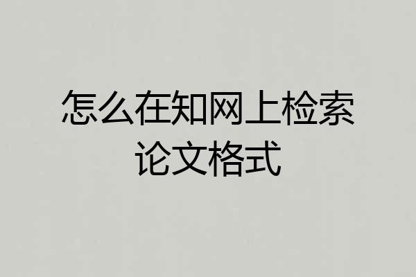 怎么在知网上检索论文格式
