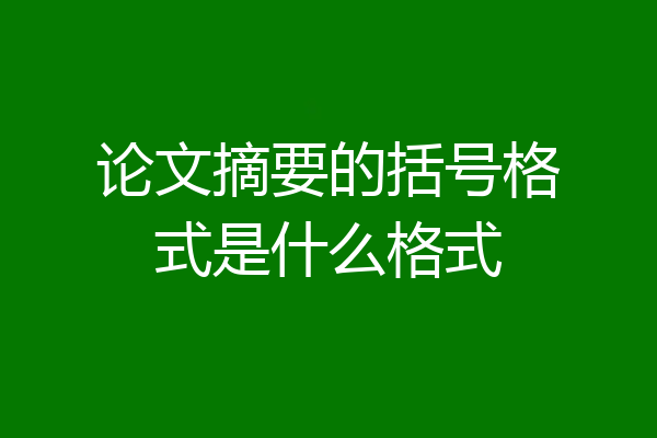 论文摘要的括号格式是什么格式