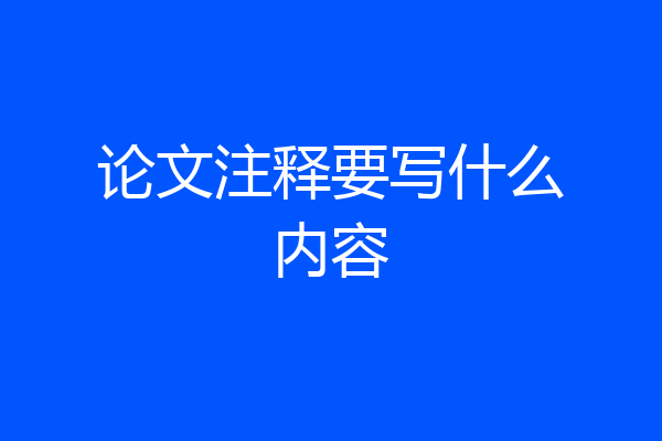 论文注释要写什么内容