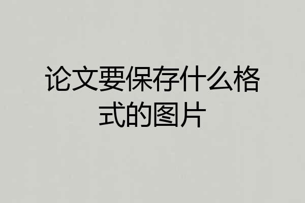 论文要保存什么格式的图片