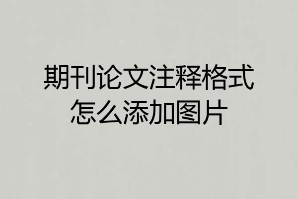 期刊论文注释格式怎么添加图片