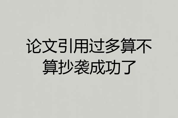 论文引用过多算不算抄袭成功了