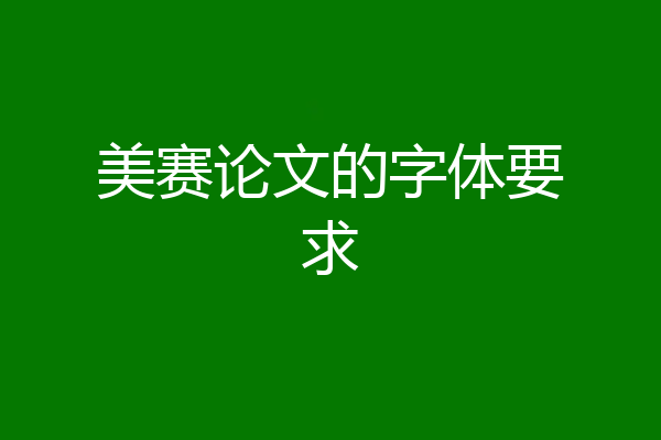 美赛论文的字体要求