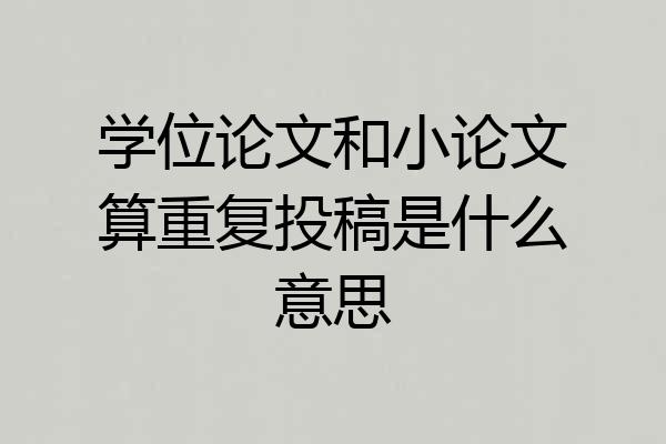 学位论文和小论文算重复投稿是什么意思