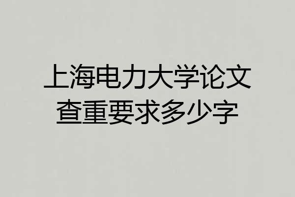 上海电力大学论文查重要求多少字