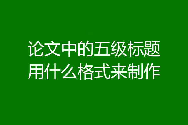 论文中的五级标题用什么格式来制作