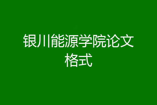银川能源学院论文格式