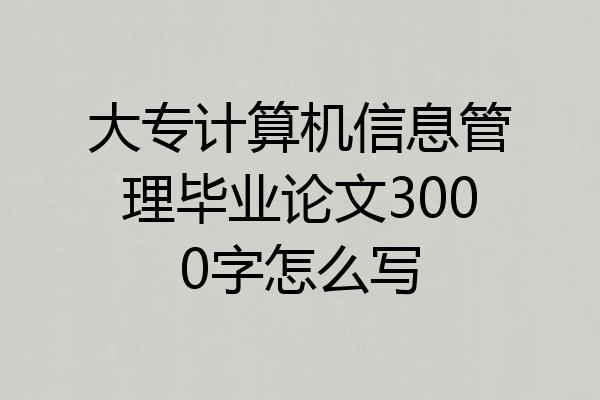 大专计算机信息管理毕业论文3000字怎么写