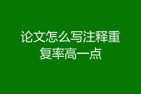 论文怎么写注释重复率高一点