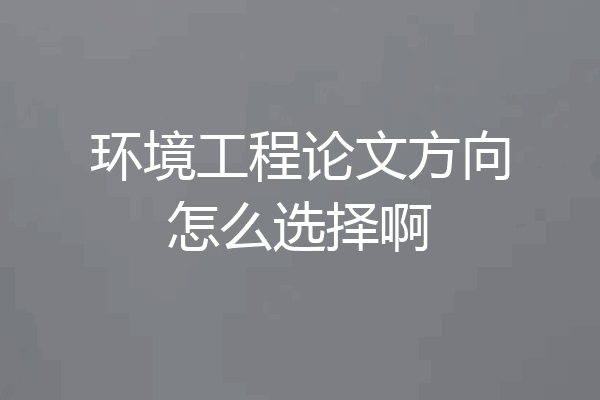 环境工程论文方向怎么选择啊