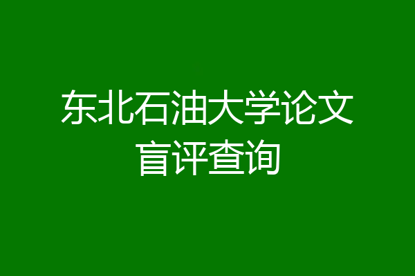 东北石油大学论文盲评查询