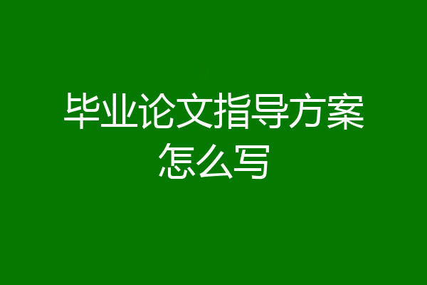 毕业论文指导方案怎么写