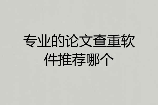 专业的论文查重软件推荐哪个