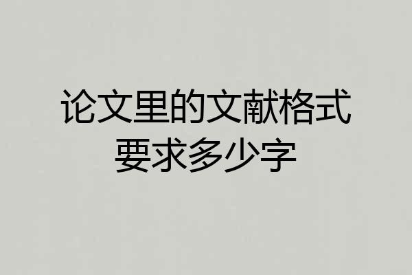 论文里的文献格式要求多少字