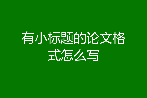 有小标题的论文格式怎么写