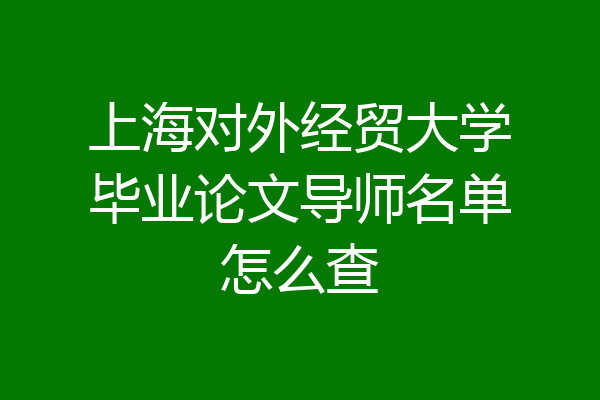上海对外经贸大学毕业论文导师名单怎么查