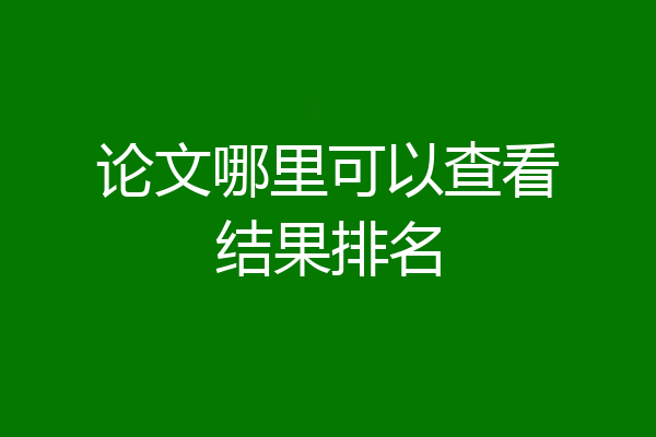论文哪里可以查看结果排名