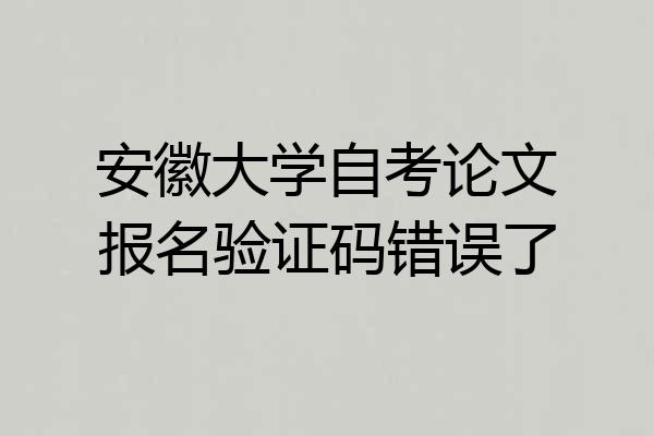 安徽大学自考论文报名验证码错误了