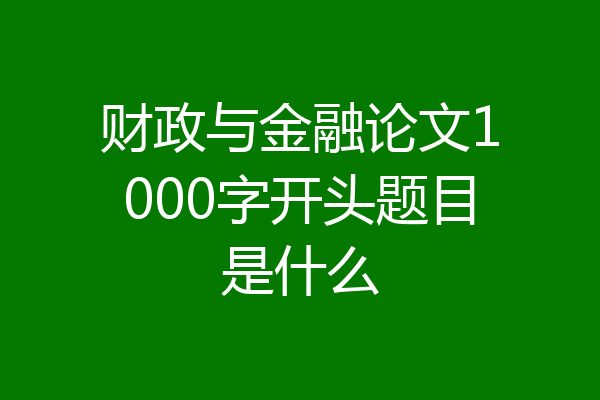 财政与金融论文1000字开头题目是什么