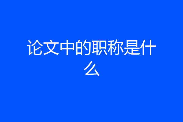 论文中的职称是什么