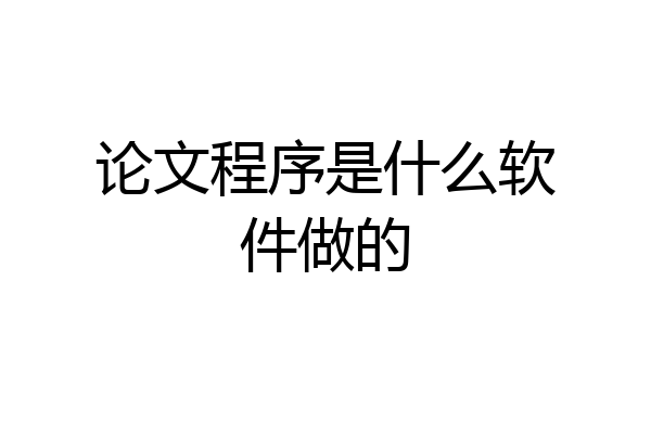 论文程序是什么软件做的