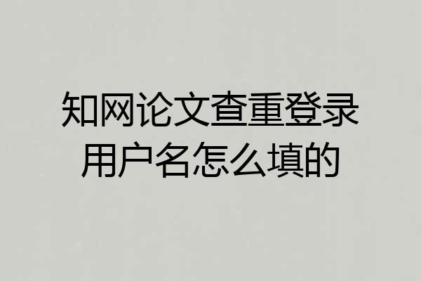 知网论文查重登录用户名怎么填的