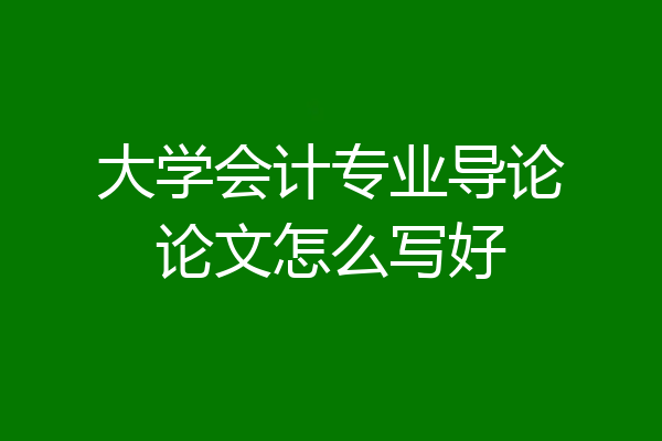 大学会计专业导论论文怎么写好