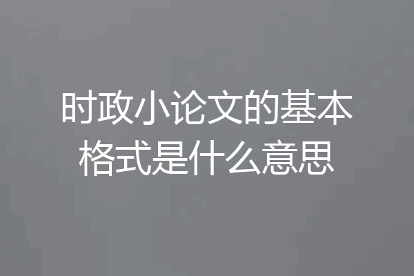 时政小论文的基本格式是什么意思