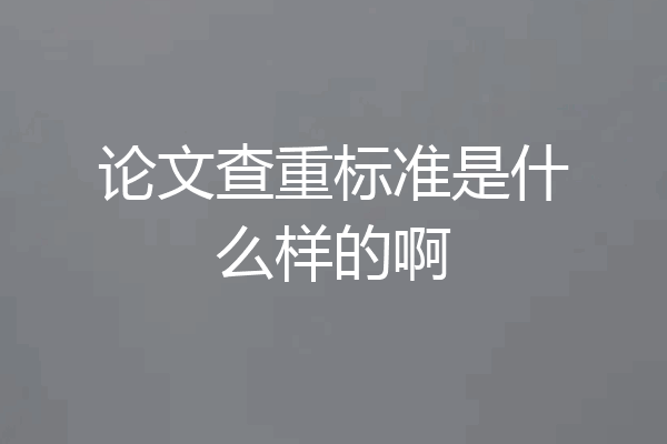 论文查重标准是什么样的啊