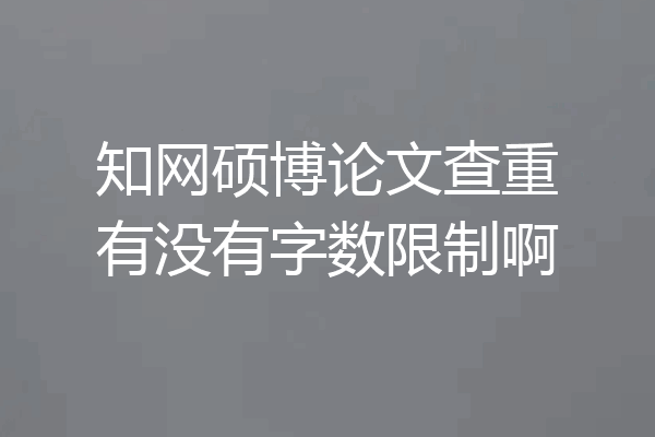 知网硕博论文查重有没有字数限制啊
