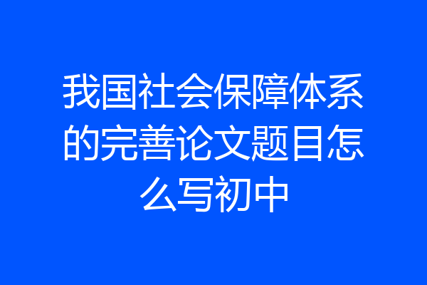 我国社会保障体系的完善论文题目怎么写初中