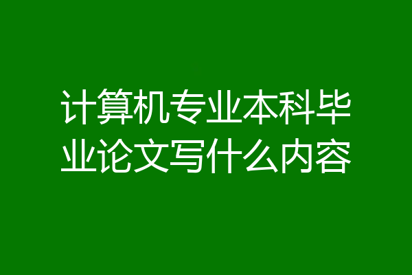计算机专业本科毕业论文写什么内容